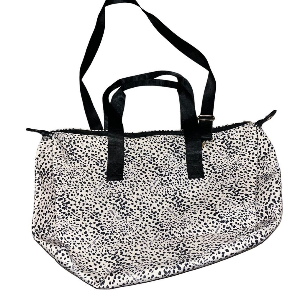 Mali + Lili Black & Cream Spotted Speckled Weekender Bag